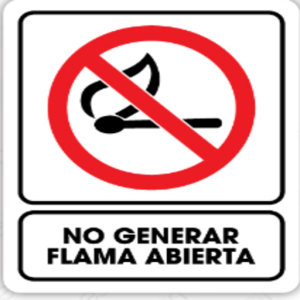 SEÑALAMIENTO LEYENDA "NO GENERAR FLAMA"
