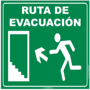 SEÑALAMIENTO LEYENDA "RUTA DE EVACUACIÓN ESCALERA IZQUIERDA SUBIENDO" TROVICEL